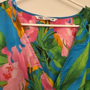 Zara Multicolor Floral Wrap Dress
